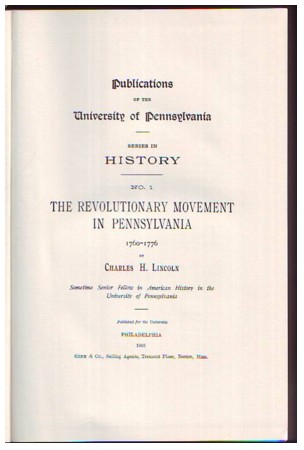 Image for The Revolutionary Movement in Pennsylvania 1760-1776