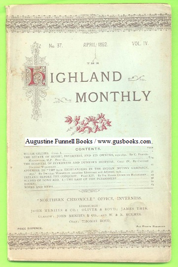 Image for THE HIGHLAND MONTHLY, April 1892, No. 37 Vol. IV