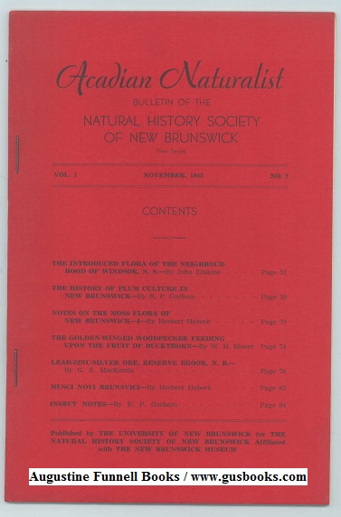 Image for ACADIAN NATURALIST, Bulletin of the Natural History Society of New Brunswick, New Series, Vol. 1 No.2, November/Nov. 1943