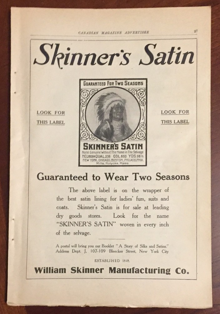 Skinner's Satin, 1908 vintage print ephemera