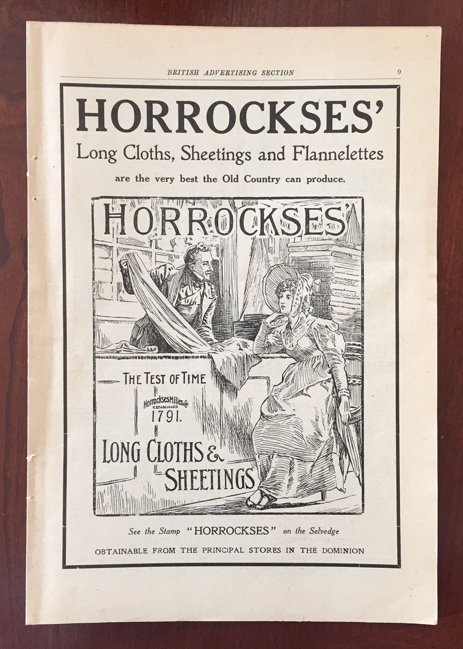 Horrockses', 1908 vintage print ephemera