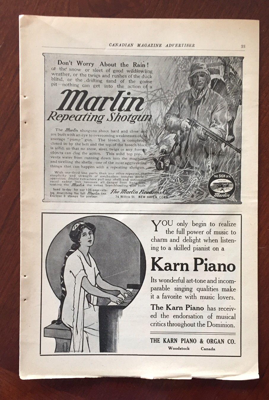 Marlin Repeating Shotgun1908 vintage print ephemera