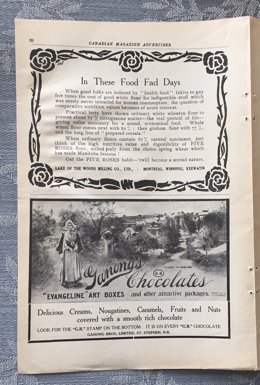 Ganong's Chocolates 1908 vintage print advertisement